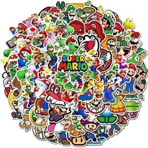 LOT of 100 Random Vinyl Super Mario Stickers